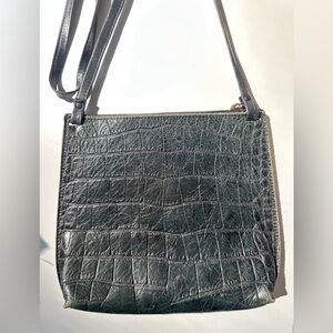 B.may Rare Dark Green Crocodile-Embossed Shoulder Bag